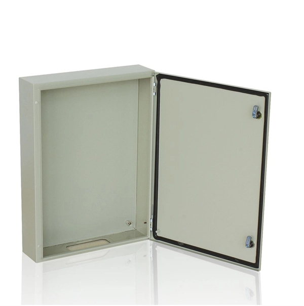 Two fiber optic terminal boxes are connected together 
